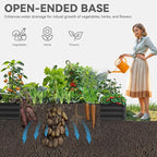 YITAHOME 144x48x12 in Galvanized Raised Garden Bed Kit, Large Metal Planter Box with Gloves, Safety Rubber & Support Rod, Outdoor Flower Bed for Plants Vegetables, Black