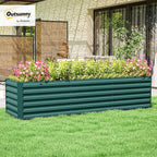 Outsunny 8 x 2 x 2ft Galvanized Raised Garden Bed Kit, Outdoor Metal Elevated Planter Box with Safety Edging, Large Raised Bed for Growing Flowers, Herbs and Vegetables, Green