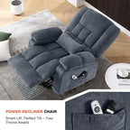 Power Lift Recliner Chair for Elderly with Vibration Massage and Lumbar Heating, Electric Lift Recliner Single Sofa with Side Pocket and USB Charge Port for Living Room