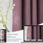 NICETOWN Short Faux Linen Greyish Purple Blackout Curtains 63 inches Long for Kitchen - Privacy Panels for Living Room Bedroom, Modern Farmhouse Style Easy Care Grommet Top, 2 Panels, W42 by L63