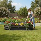 WORKPRO 2PK 8x4x1ft Outdoor Galvanized Raised Garden Bed, Easy Assembly Planter Raised Beds for Vegetable, Flowers, Herbs, Black