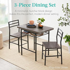 Best Choice Products 3-Piece Modern Dining Set, Space Saving Dinette for Kitchen, Dining Room, Small Space w/Steel Frame, Built-in Storage Rack - Oak/Black