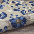 Nourison Home Aloha Natural Blue 2'3" x 12' Area Rug - Easy Clean, Non Shedding, Bed Room, Living Room, Dining Room, Kitchen (12' Runner)