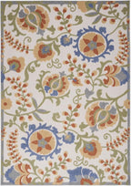 Nourison Home Aloha Ivory Blue 6' x 9' Area Rug - Easy Clean, Non Shedding, Bed Room, Living Room, Dining Room, Kitchen (6' x 9')