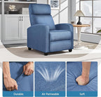 Yaheetech Fabric Recliner Chair Sofa Ergonomic Adjustable Single Sofa with Thicker Seat Cushion Modern Home Theater Seating for Living Room Light Blue