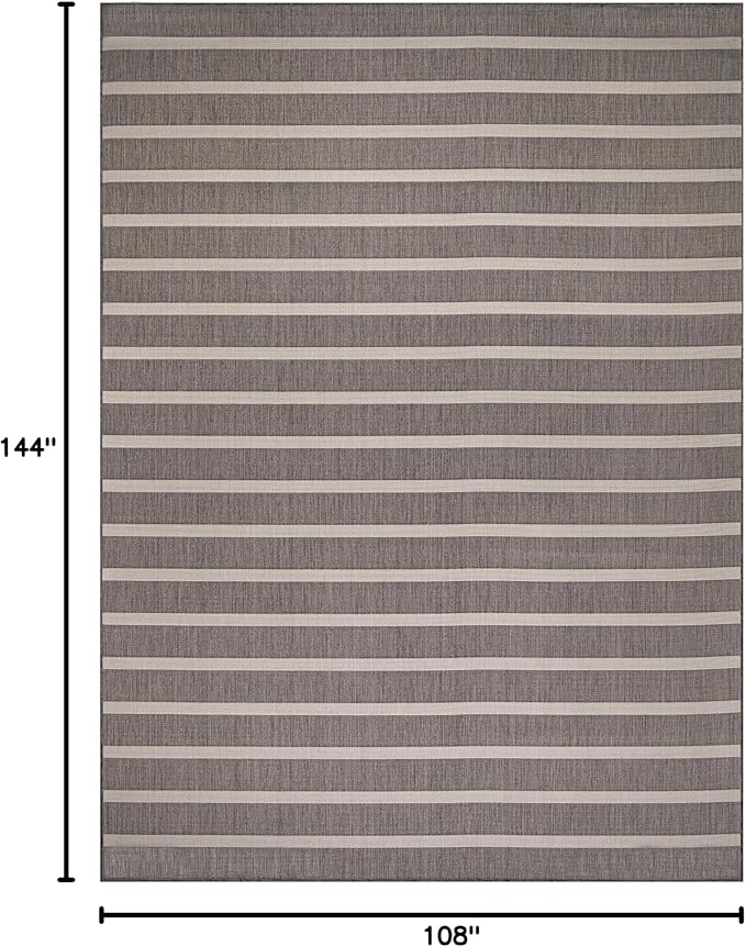 Nourison Home Positano Charcoal Ivory 9' x 12' Area Rug - Easy Clean, Non Shedding, Bed Room, Living Room, Dining Room, Kitchen (9' x 12')
