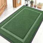 OLANLY Front Door Mat Indoor Outdoor Entrance, Waterproof All-Season, All-Weather Doormat, Sturdy Natural Rubber, Fade Resistant, Low Profile, Easy Clean Patio Porch Entryway Mat, 59x40, Green