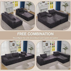 Modular Sectional Sofa Couches L-Shape Couch 3 Seat Modular Sofa Memory Foam Sectional Couches for Living Room, Cloud Couch with Oversized Chaise (Black Stripe, 108" Right Facing Chaise)