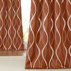 NICETOWN Fall Burnt Orange Blackout Curtain Panels for Living Room, W52 x L72 inch, Soundproof Heat Blocking Wave Line Foil Print Design Window Treatments for Small Cafe, 2 Panels