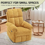 Recliner Chair, Swivel Rocker Recliner Chair for Adults, Small Recliners for Small Spaces, Upholstered Manual Recliner with Side Pockets, Nursery Rocking Chair for Living Room, Chenille, Yellow