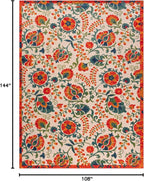Nourison Home Aloha Red Multicolor 9' x 12' Area Rug - Easy Clean, Non Shedding, Bed Room, Living Room, Dining Room, Kitchen (9' x 12')
