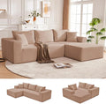 110” Cloud Sectional Couch, Boneless Sofa for Living Room, Modular Sectional Sofa with Deep Seat, Comfy Fluffy Couch with L-Shaped Chaise, No Assembly Required (Right-Facing Chaise, Camel)
