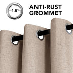 H.VERSAILTEX Linen Curtains 100% Blackout Curtains for Bedroom 63 inch Long Full Light Blocking Nature Linen Blended Window Curtains for Living Room Nickel Grommet (2 Panels, Heathered Sand)