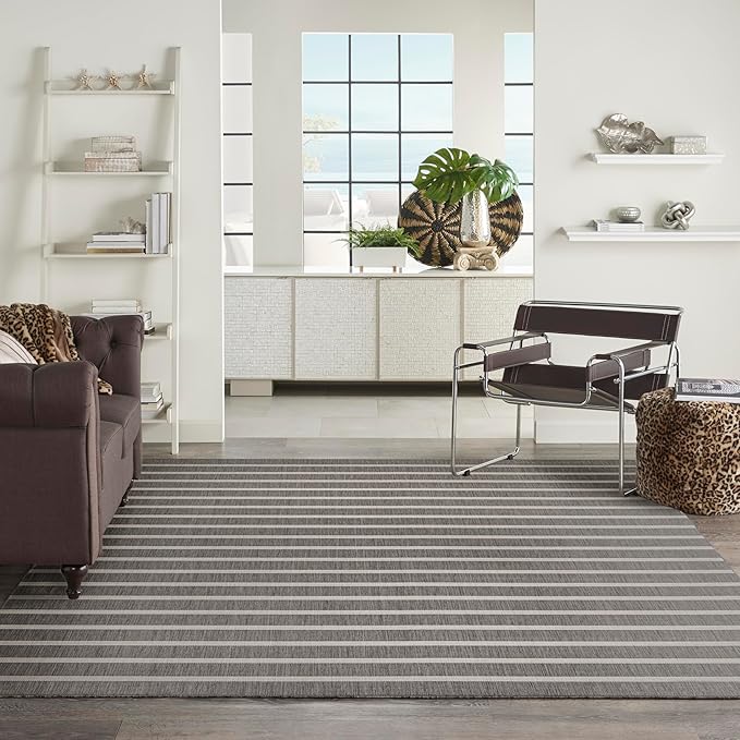 Nourison Home Positano Charcoal Ivory 8' x 10' Area Rug - Easy Clean, Non Shedding, Bed Room, Living Room, Dining Room, Kitchen (8' x 10')
