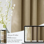 NICETOWN Faux Linen Oatmeal Blackout Curtains 84 inches Long for Living Room - Privacy Panels for Bedroom, Modern Farmhouse Style Easy Care Grommet Top, 2 Panels, W52 by L84