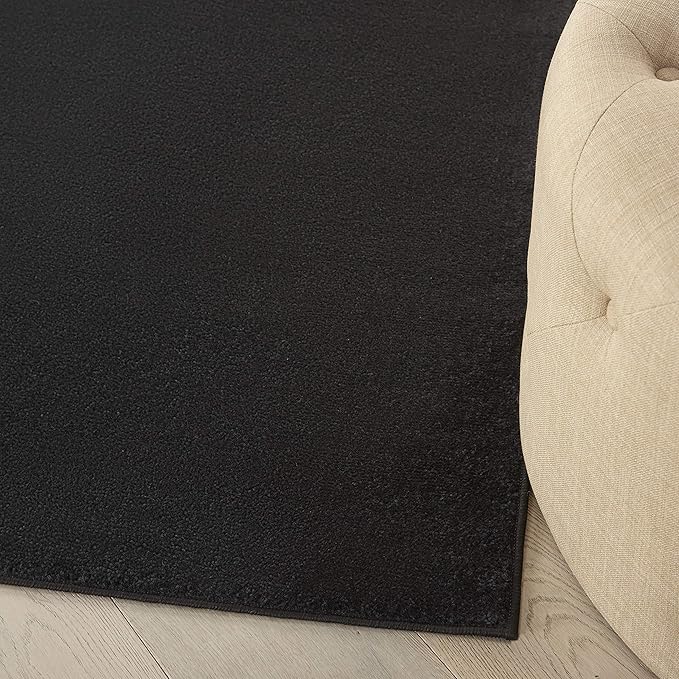 Nourison Home Nourison Essentials Black 7' x Square Area Rug - Easy Clean, Non Shedding, Bed Room, Living Room, Dining Room, Kitchen (7' x Square)