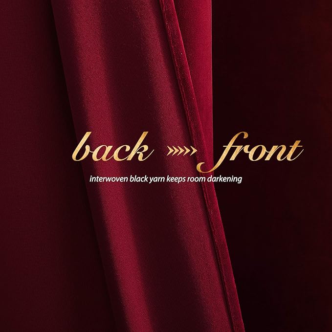 NICETOWN Christmas Red Velvet Curtains and Drapes, Extra Long Elegant Wall Backdrop Drapes for Holiday Season Home Decoration (Set of 2, Rod Pocket Design, 90 inches Long)