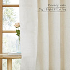 NICETOWN Flax Natural Linen 78 inch Curtains for Doorway, Grommet Thick Flax Linen Door Curtains Privacy Assured with Light Filtering for Bedroom/Living Room, W42 x L78, 2 Panels
