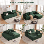 Cloud Sectional Sofa, Boneless Couch for Living Room, Modular Sectional Sofa with Deep Seat, Fluffy L-Shaped Comfy Couch with Right-Facing Chaise, No Assembly Required, Green