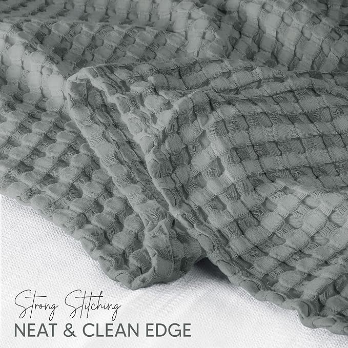 Utopia Bedding Cool Grey 100% Cotton Waffle Blanket 300 GSM [Full - 90x84 Inch] Soft Lightweight Breathable Bed Blanket for All Season
