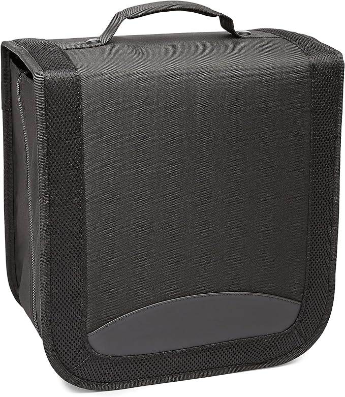 Amazon Basics Polyester CD/DVD Portable Storage Binder with Handle, 400-Capacity, Black