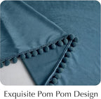 NICETOWN Slate Blue Velvet Curtains 84 Inch Length – Pom Pom Room Darkening Drapes for Nursery & Boys Room, Thermal Insulated Soft Window Treatments, 52" W x 84" L, 2 Panels