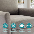 OLIXIS Comfy Accent Chair for Living Room Bedroom and Waiting Room, Upholstered Mid-Century Reading Chair with Pillow and Solid Wood Legs, Wide Singe Modern Lounge Sofa (Gray, 2 Pack)