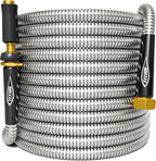 TITAN Garden Hose 100FT - 304 Stainless Steel Metal Water Hose, Flexible, Kink-Free, Lightweight, Durable, Crush Resistant Fittings, Easy to Coil, 500 PSI