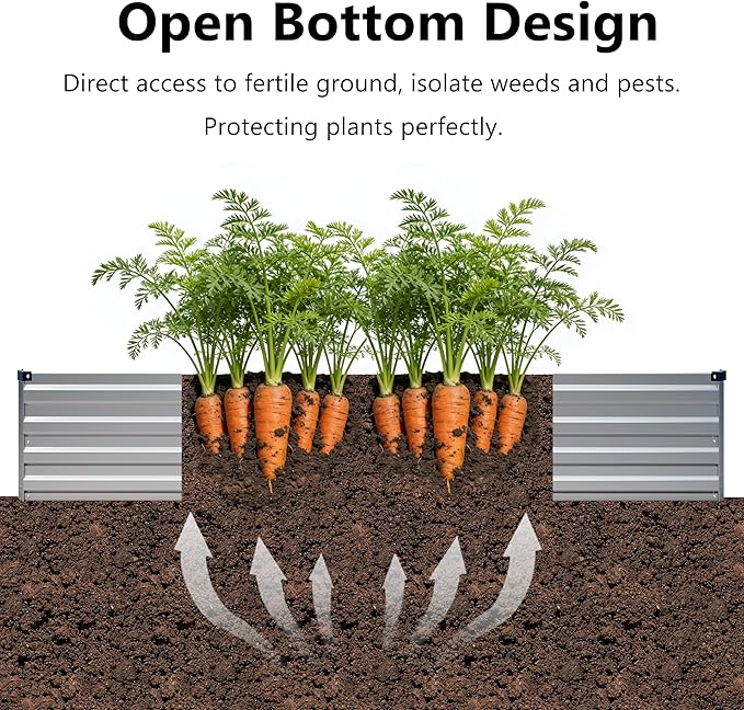 12x2x1 ft(2 Pack) Galvanized Raised Garden Bed,Outdoor Planter Box Metal Patio Kit Planting Bed for Vegetables Flowers and Succulents,Silver