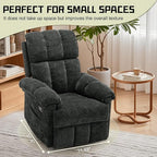 Recliner Chair, Swivel Rocker Recliner Chair for Adults, Small Recliners for Small Spaces, Upholstered Manual Recliner with Side Pockets, Nursery Rocking Chair for Living Room, Chenille, Black