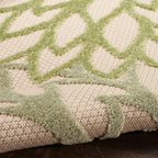 Nourison Home Aloha Indoor/Outdoor Ivory Green 12' x 15' Area Rug, Easy Cleaning, Non-Shedding, Bed Room, Living Room, Dining Room, Backyard, Patio, Deck (12x15)