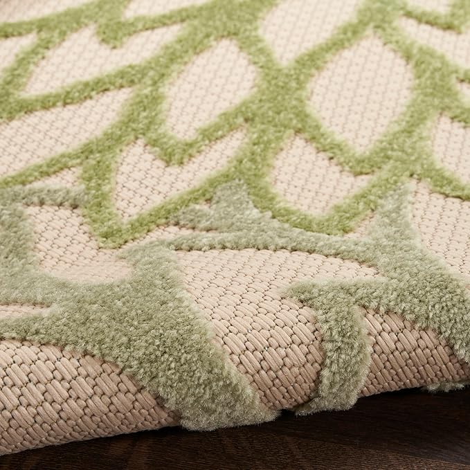 Nourison Home Aloha Indoor/Outdoor Ivory Green 12' x 15' Area Rug, Easy Cleaning, Non-Shedding, Bed Room, Living Room, Dining Room, Backyard, Patio, Deck (12x15)