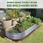 Land Guard 8×4×1 ft Galvanized Raised Garden Bed Kit，Raised Garden Boxes Outdoor, Oval Metal Raised Garden Beds for Vegetables……