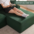 Cloud Sectional Sofa, Boneless Couch for Living Room, Modular Sectional Sofa with Deep Seat, Fluffy L-Shaped Comfy Couch with Right-Facing Chaise, No Assembly Required, Green