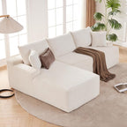 Cloud Sectional Sofa, Boneless Couch for Living Room, Modular Sectional Sofa with Deep Seat, Fluffy Comfy Couch with L-Shaped Chaise, No Assembly Required, Beige