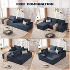 Cloud Sectional Couch, Boneless Sofa for Living Room, Modular Sectional Sofa with Deep Seat, Fluffy Comfy Couch with L-Shaped Chaise, No Assembly Required, Navy Blue