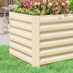 Outsunny 8 x 2 x 2ft Galvanized Raised Garden Bed Kit, Outdoor Metal Elevated Planter Box with Safety Edging, Large Raised Bed for Growing Flowers, Herbs and Vegetables, Cream White