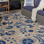 Nourison Home Aloha Natural Blue 7' x 10' Area Rug - Easy Clean, Non Shedding, Bed Room, Living Room, Dining Room, Kitchen (7' x 10')