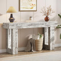 Tribesigns 63-Inch Long Console Table, Wooden Rectangular Sofa Table Behind The Couch, Farmhouse Entryway Table for Entrance, Hallway, Living Room (Distressed White)