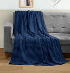 Utopia Bedding Navy 100% Cotton Waffle Blanket 300 GSM [King - 90x108 Inch] Soft Lightweight Breathable Bed Blanket for All Season
