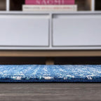 JONATHAN Y Boho Vintage Diamond Blue/White Indoor Area Rug 5X8 ft, Moroccan Hype for Living Room, Bedroom, Kitchen, Office, Easy-Cleaning, High Traffic, Pet-Friendly, Non-Shedding (MOH101A-5)