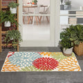 Nourison Home Aloha Indoor/Outdoor Green 3' x 5' Area Rug, Tropical, Botanical, Easy Cleaning, Non Shedding, Bed Room, Living Room, Dining Room, Deck, Backyard, Patio (3x5)