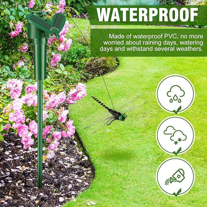 6 Pcs Solar Flying Moving Fluttering Waterproof Garden Stakes Decorations for Home Yard Pathway Garden Landscape Christmas Outdoor Indoor Centerpieces Gift Decorations (Dragonfly)