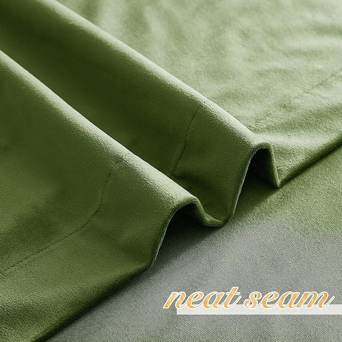 NICETOWN Moss Green Velvet Curtains and Drapes, Thermal Insulated Soft Window Treatments for Bedroom Living Room, Room Darkening Drapes, 52" x 84", 2 Panels