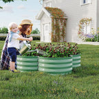 2-Pack Galvanized Raised Garden Bed, 4x4x1ft Outdoor Planter Box with Open Base for Herbs, Veggies & Flowers. Rust-Resistant Raised Garden Beds , Ground-Connected Design for Deep Root Growth, Green