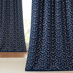 NICETOWN Blackout Curtain Panels 84 inches Long, Window Treatment Foil Printed Diamond Pattern Thermal Insulated Grommet Blackout Drapes for Living Room/Office/Guest Room(Navy, 1 Pair, 52 inches Wide)