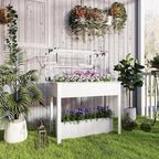 Outsunny Raised Garden Bed with Flip-Up Greenhouse Cover, Elevated Planter Box with Legs and Drainage Hole for Vegetables Flowers Herbs, 39.4" x 18.9" x 48.8", White