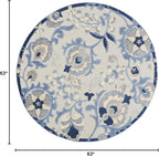 Nourison Home Aloha Blue Grey 5'3" x Round Area Rug - Easy Clean, Non Shedding, Bed Room, Living Room, Dining Room, Kitchen (5' x Round)