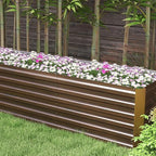 Outsunny 8 x 2 x 2ft Galvanized Raised Garden Bed Kit, Outdoor Metal Elevated Planter Box with Safety Edging, Large Raised Bed for Growing Flowers, Herbs and Vegetables, Brown