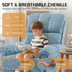 Recliner Chair, Swivel Rocker Recliner Chair for Adults, Small Recliners for Small Spaces, Manual Recliner Chair with Side Pockets, Nursery Rocking Chair for Living Room, Chenille, Airy Blue